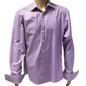 THOMAS Pink slim fit men’s button down long sleeve shirt size 17 1/2”